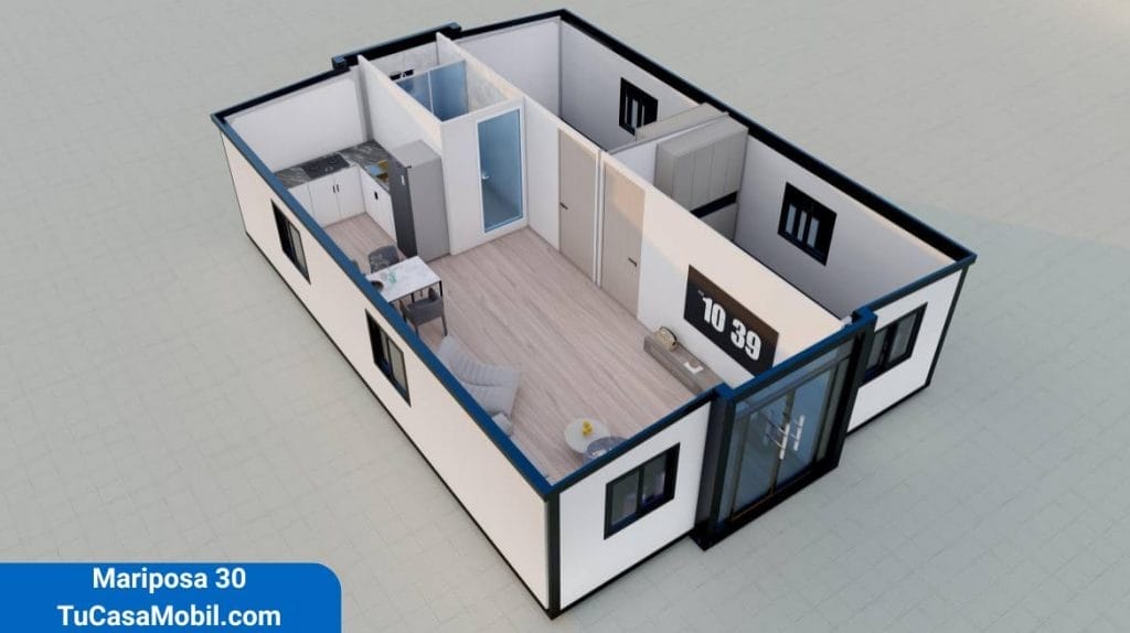Mariposa 30 - casa modular 56m2, casa prefabricada personalizable, vivienda rápida, casa para familias