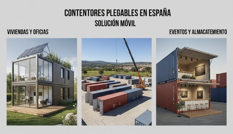 Comparativa visual: casa prefabricada, contenedor y móvil en entorno español